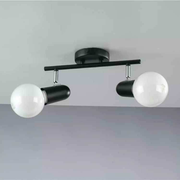 APPLIQUE PARETE/PLAFONIERA SOFFITTO ORIENTABILE NERA 2 LUCI PUNTO FAN EUROPE