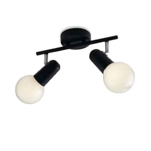 APPLIQUE PARETE/PLAFONIERA SOFFITTO ORIENTABILE NERA 2 LUCI PUNTO FAN EUROPE