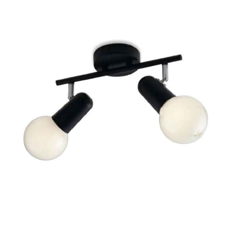 APPLIQUE PARETE/PLAFONIERA SOFFITTO ORIENTABILE NERA 2 LUCI PUNTO FAN EUROPE