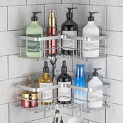 Organizzatore per doccia a 2 pezzi - Nessun foro - Organizzatore per doccia per bagno e cucina - Piastra per doccia in acciaio inossidabile (argento)