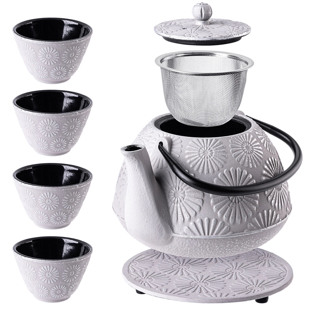 Teiera/Brocca in ghisa KADAX, ideale per tisane, 1100 ml, 4 tazze, colore grigio.