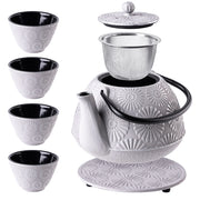 Teiera/Brocca in ghisa KADAX, ideale per tisane, 1100 ml, 4 tazze, colore grigio.