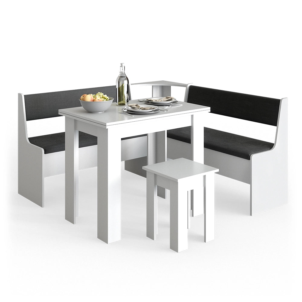 Vicco Gruppo panca ad angolo Bianco 150 x 41.5 cm con tavolo