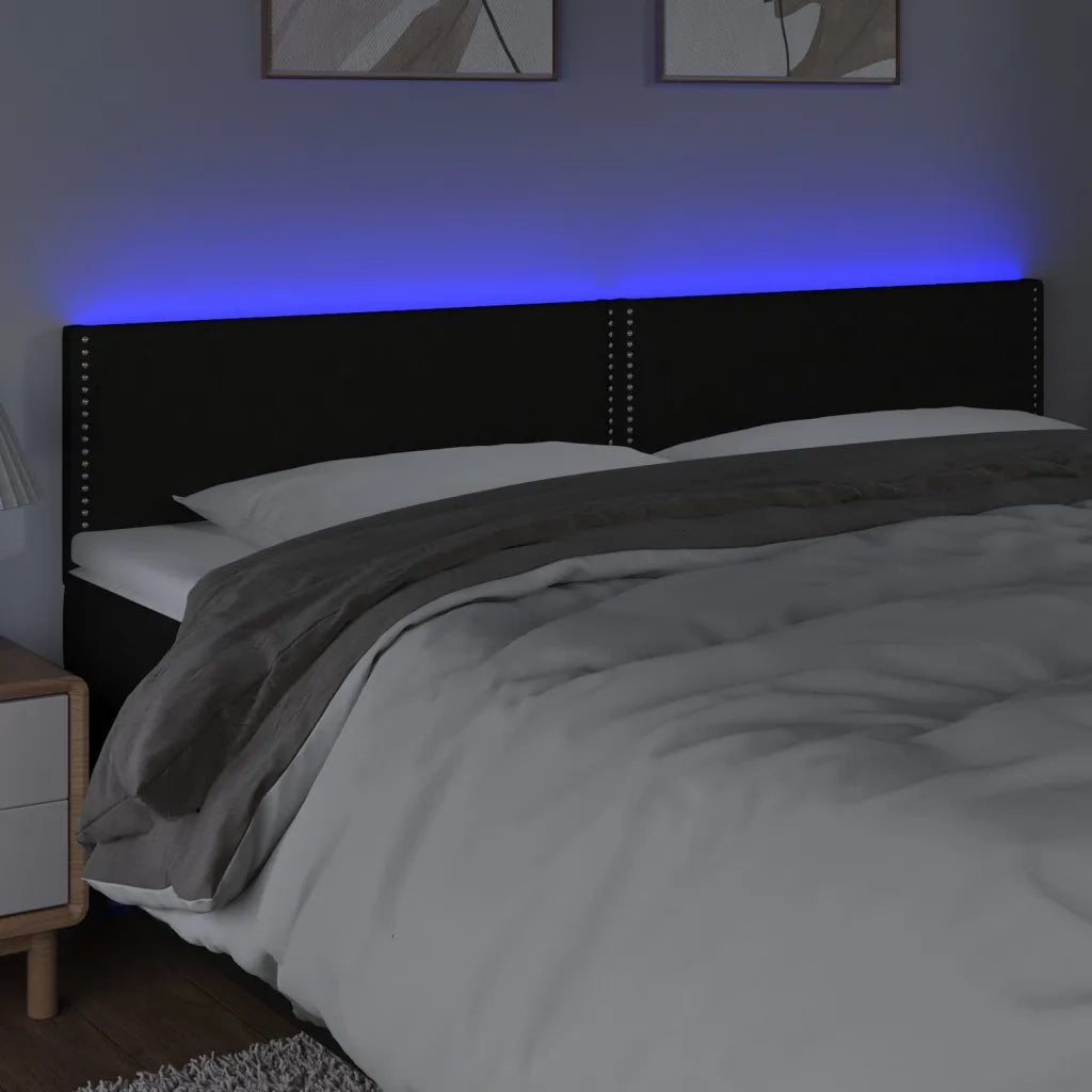 Testiera | Testata a LED Nera 160x5x78/88 cm in Tessuto