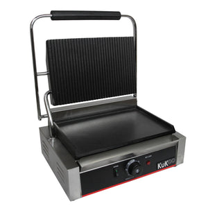 Piastra per Panini Carne Verdure Griglia Ghisa Professionale Rigata&Liscia 2200W