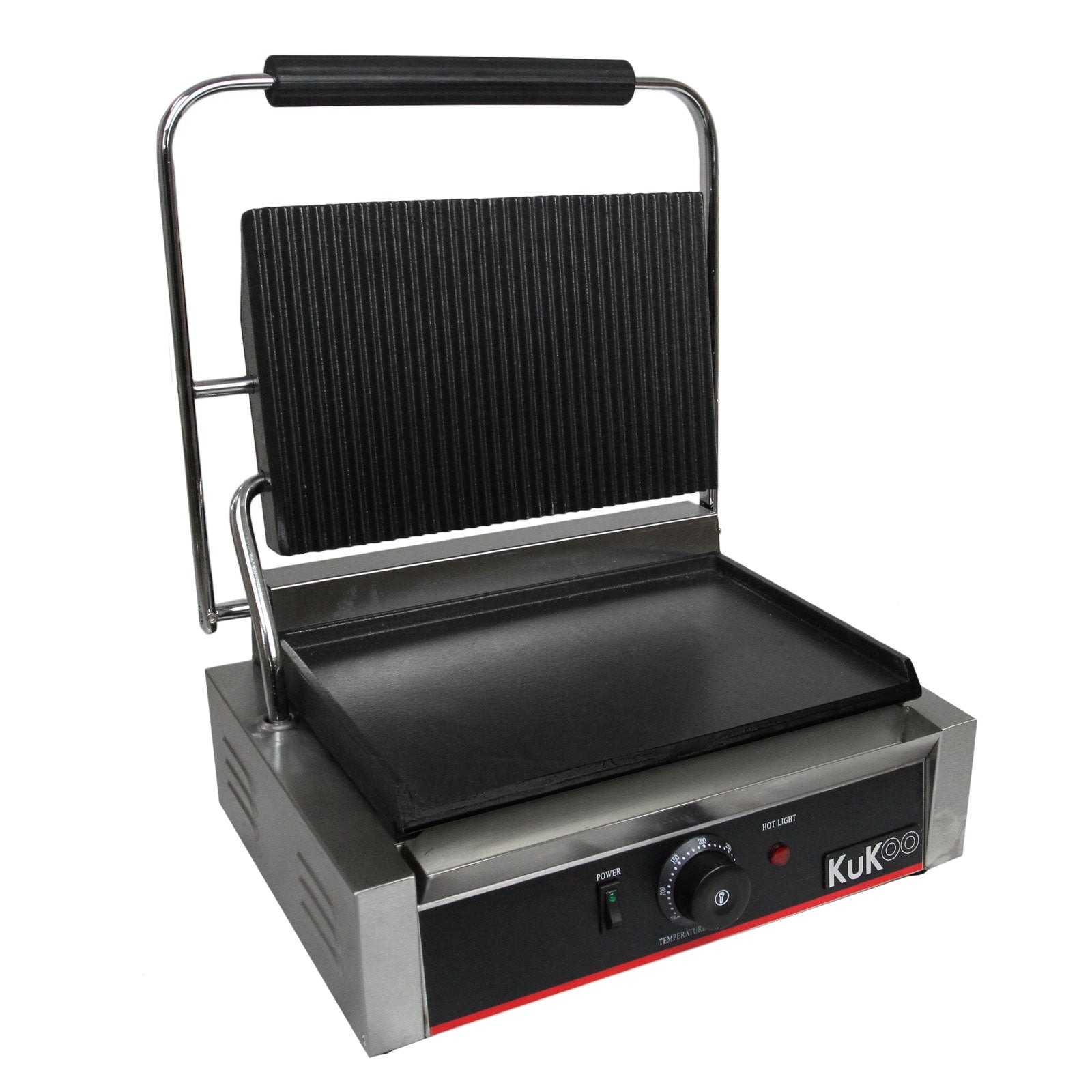 Piastra per Panini Carne Verdure Griglia Ghisa Professionale Rigata&Liscia 2200W
