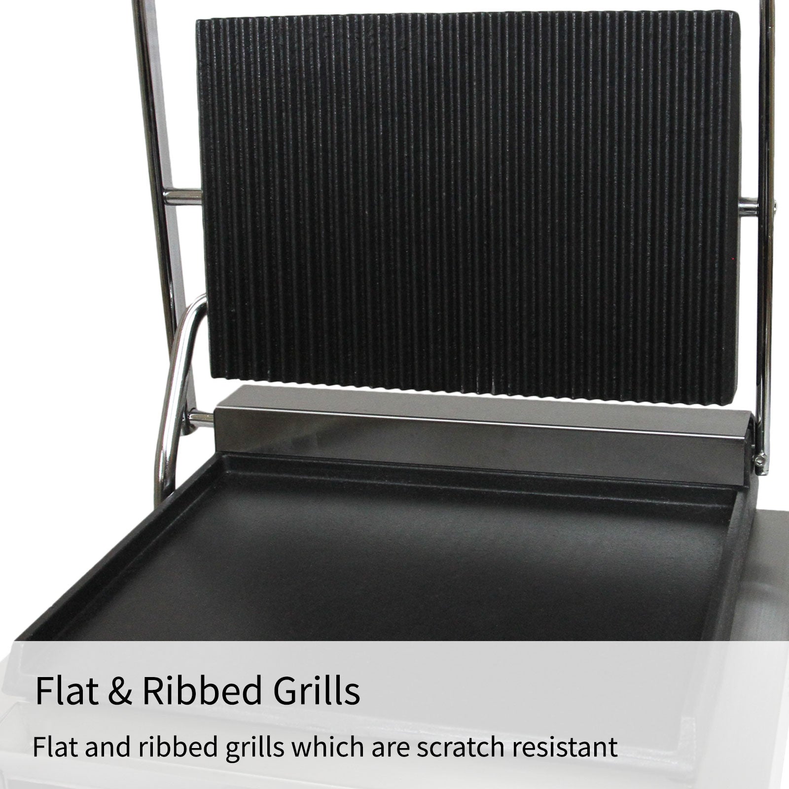 Piastra per Panini Carne Verdure Griglia Ghisa Professionale Rigata&Liscia 2200W