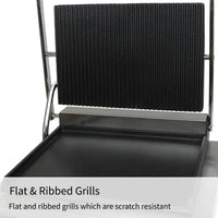 Piastra per Panini Carne Verdure Griglia Ghisa Professionale Rigata&Liscia 2200W