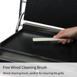 Piastra per Panini Carne Verdure Griglia Ghisa Professionale Rigata&Liscia 2200W