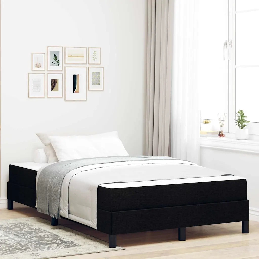 Letto a molle con materasso Nero 120 x 200 cm Tessuto