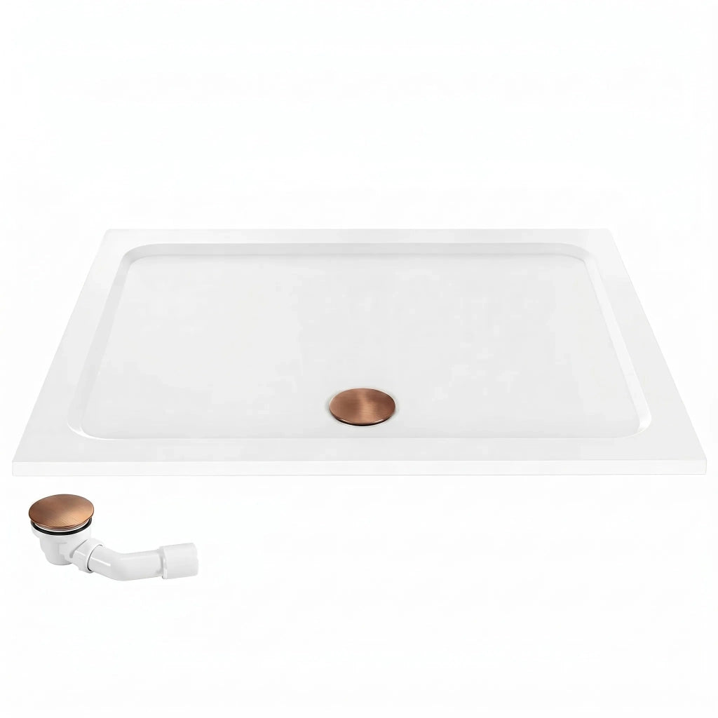 Piatto Doccia Acrilico Rea Belmond White 80x100 Brush Copper