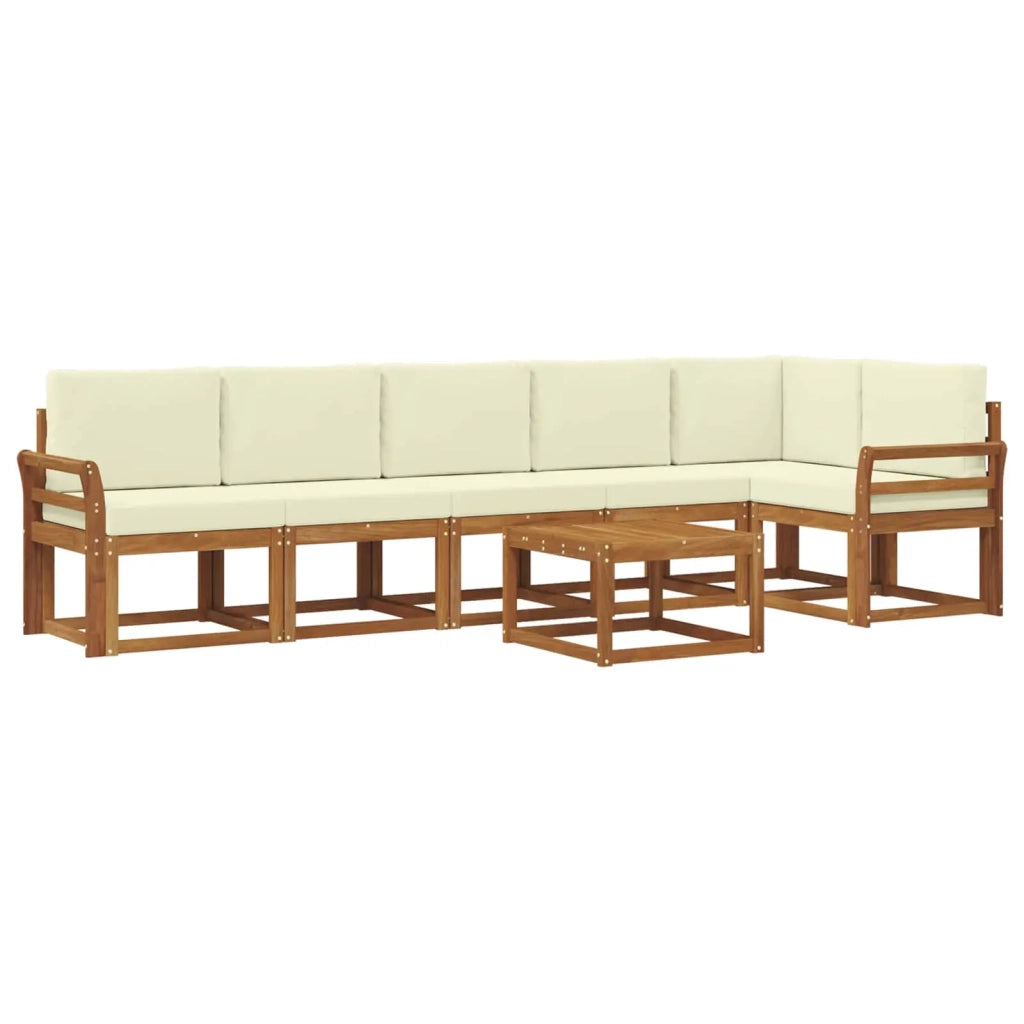 Set di divani da esterno con cuscino 7 pcs Naturale e Crema 3366498
