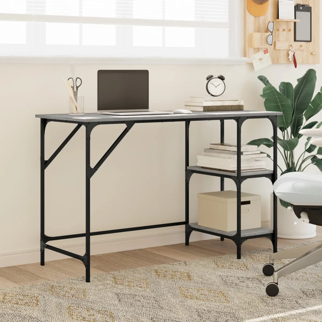 Scrivania | Tavolo da Ufficio Grigio Sonoma 120x50x75cm Metallo e Legno Multistrato