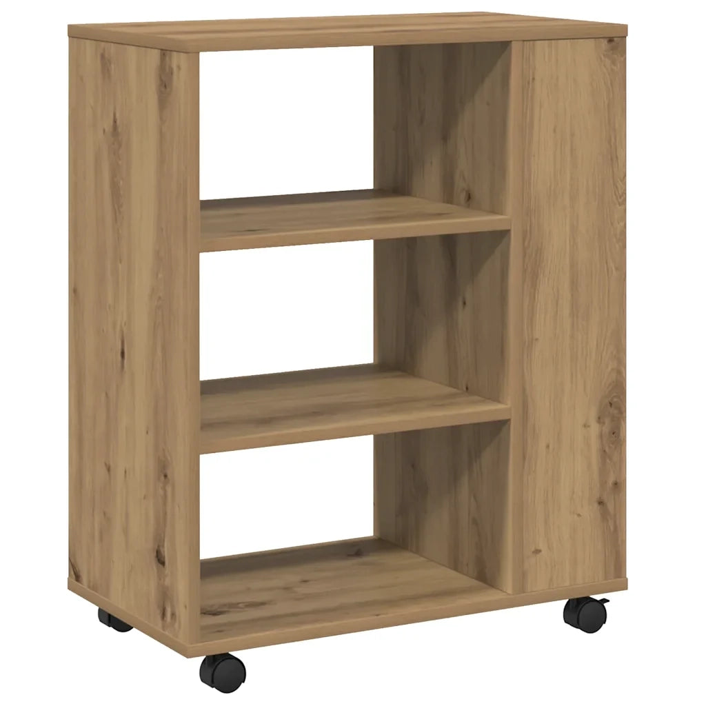 Mobiletto su ruote multifunzionale dal design moderno 60 x 35 x 75 cm realizzato in legno di rovere composito finitura artigianale 02_0050902