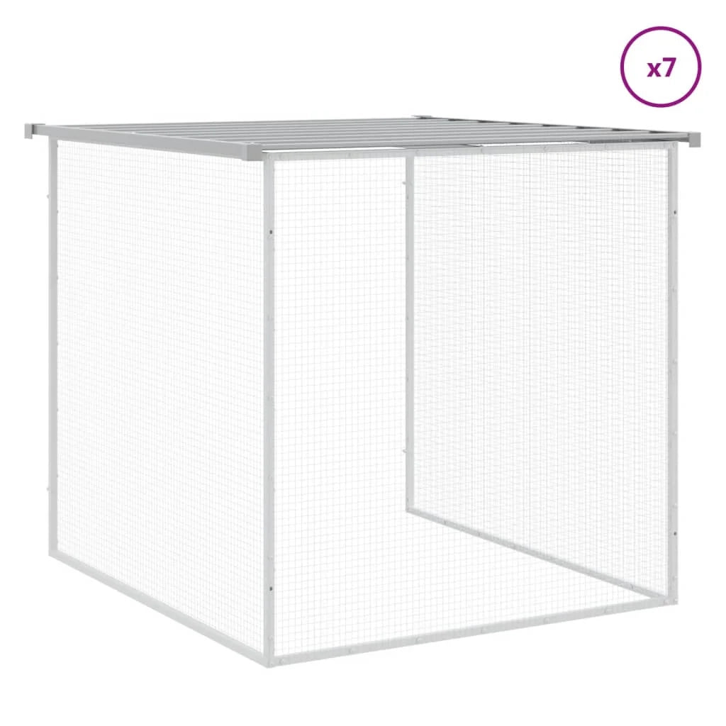 Recinto per pollaio con gabbia per polli con tetto leggero 803 x 98 x 90 cm in acciaio zincato grigio 02_0043989