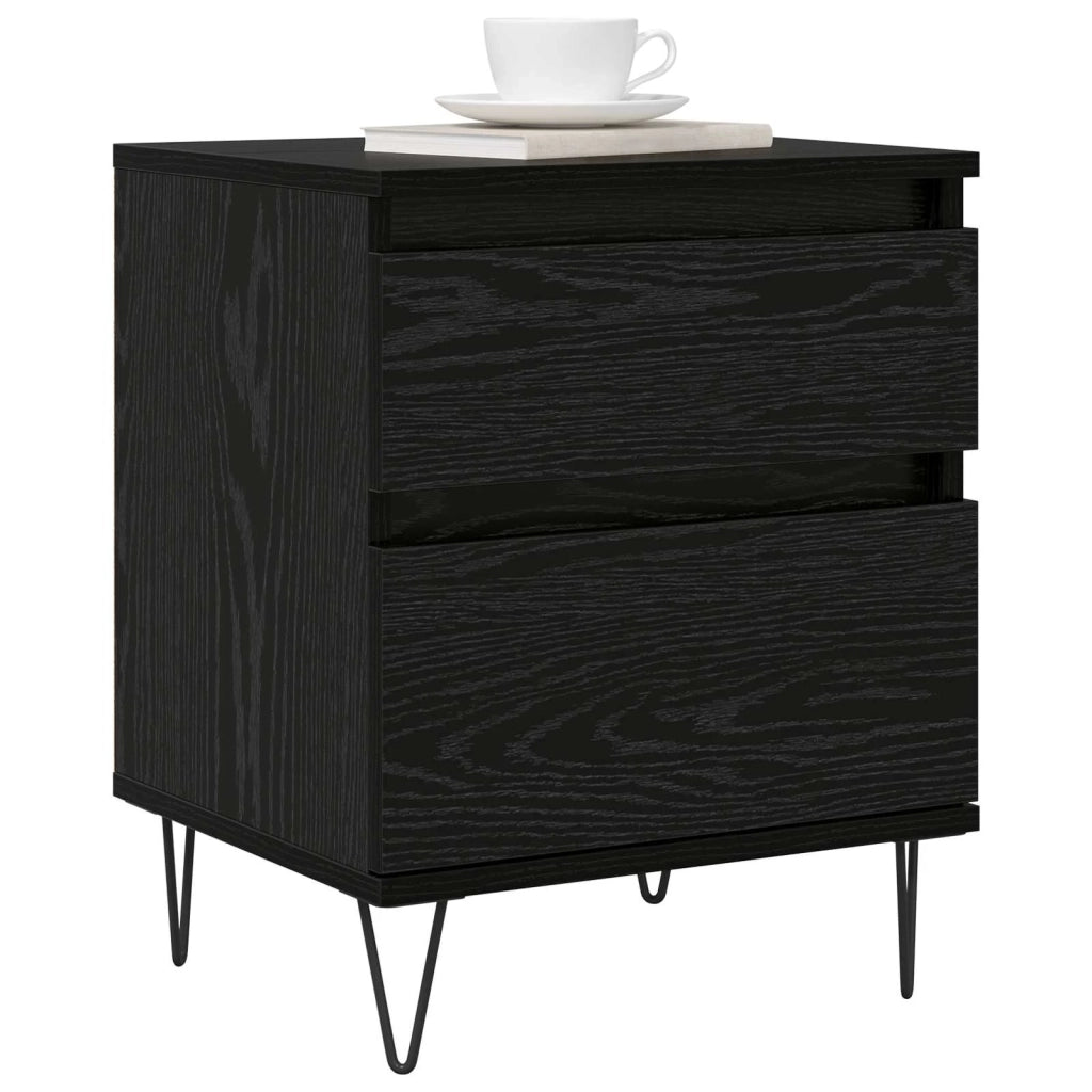 Armadietto per letto con cassetto Rovere Nero 40 x 35 x 50 cm