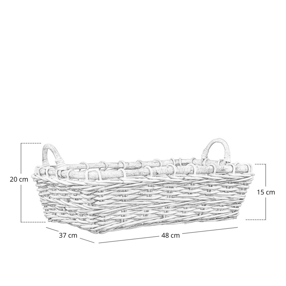 Cesto contenitore in legno di giunco intrecciato con manici cm 48 x 37 x h 15
