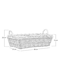 Cesto contenitore in legno di giunco intrecciato con manici cm 48 x 37 x h 15