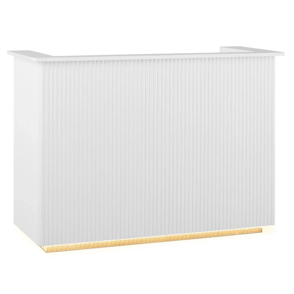 Banco reception con illuminazione indiretta bloccabile ripiano scorrevole per tastiera acciaio inox MDF bianco 14_0008399