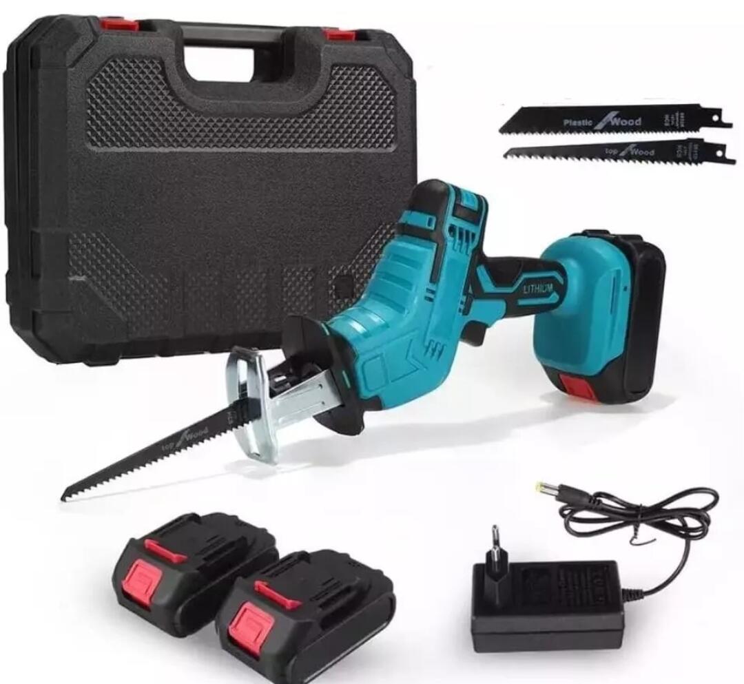 SEGA SEGHETTO A GATTUCCIO BATTERIA MOTOSEGA ELETTROSEGA CON LAME 2 BATTERIE 26V