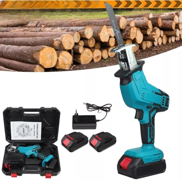 SEGA SEGHETTO A GATTUCCIO BATTERIA MOTOSEGA ELETTROSEGA CON LAME 2 BATTERIE 26V