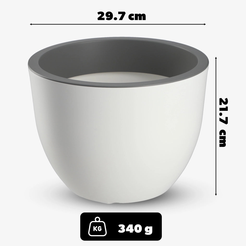 KADAX Vaso da fiori da giardino, copertura rotonda 30 cm, bianca