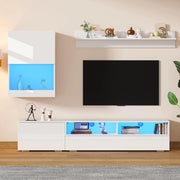 Set TV a Parete Completo 3 Pezzi 175x39x34cm - Xylo - con LED, Bianco, fino a 80"