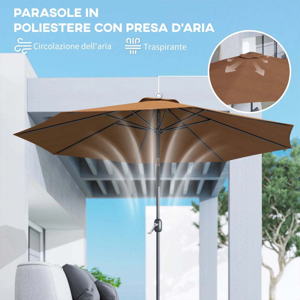 Ombrellone da Giardino Inclinabile 3x2.5 m ¨C zephmum ¨C Metallo e Poliestere, Caff¨¨