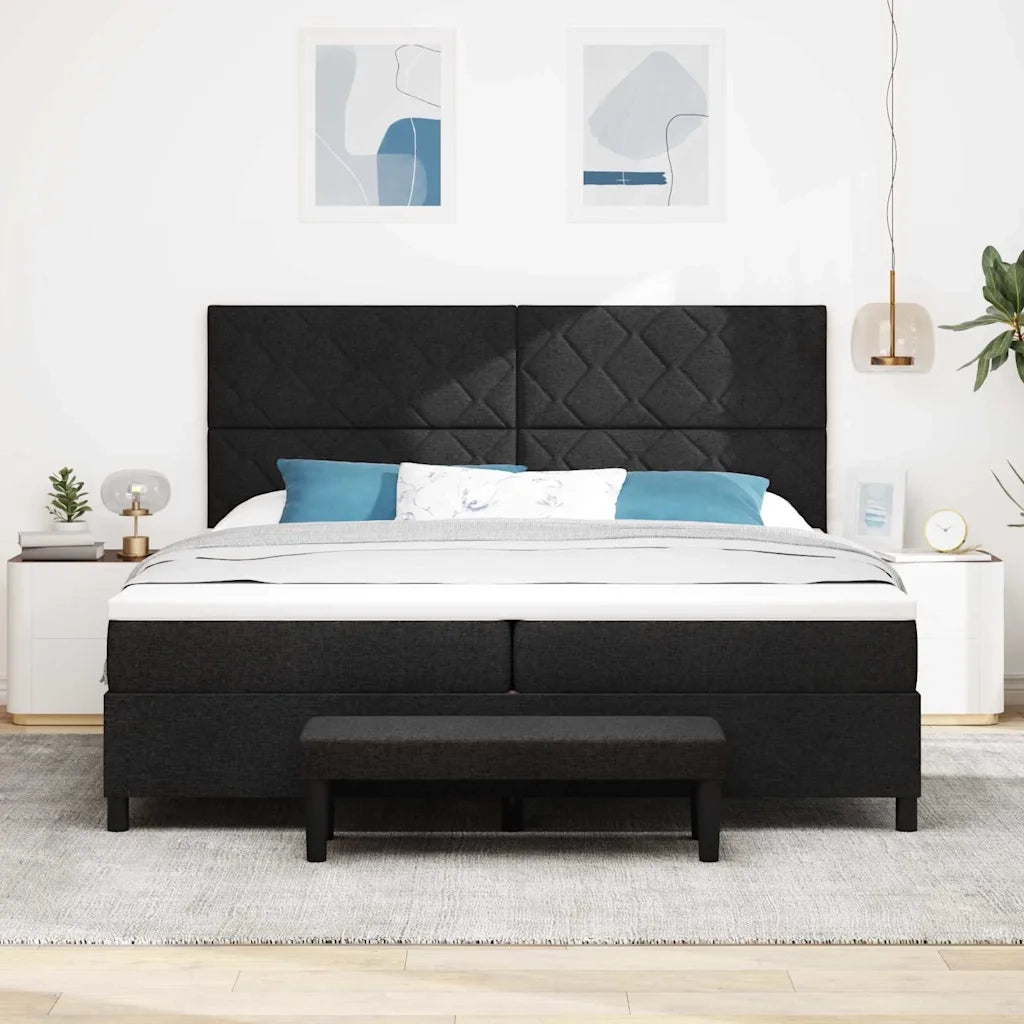 Letto a molle con materasso Nero 200 x 200 cm Tessuto