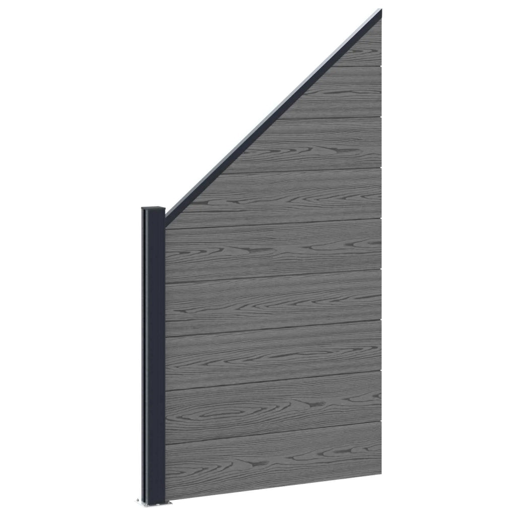 Set di Recinzione 619 x 186 cm WPC e Alluminio Grigio 3429404