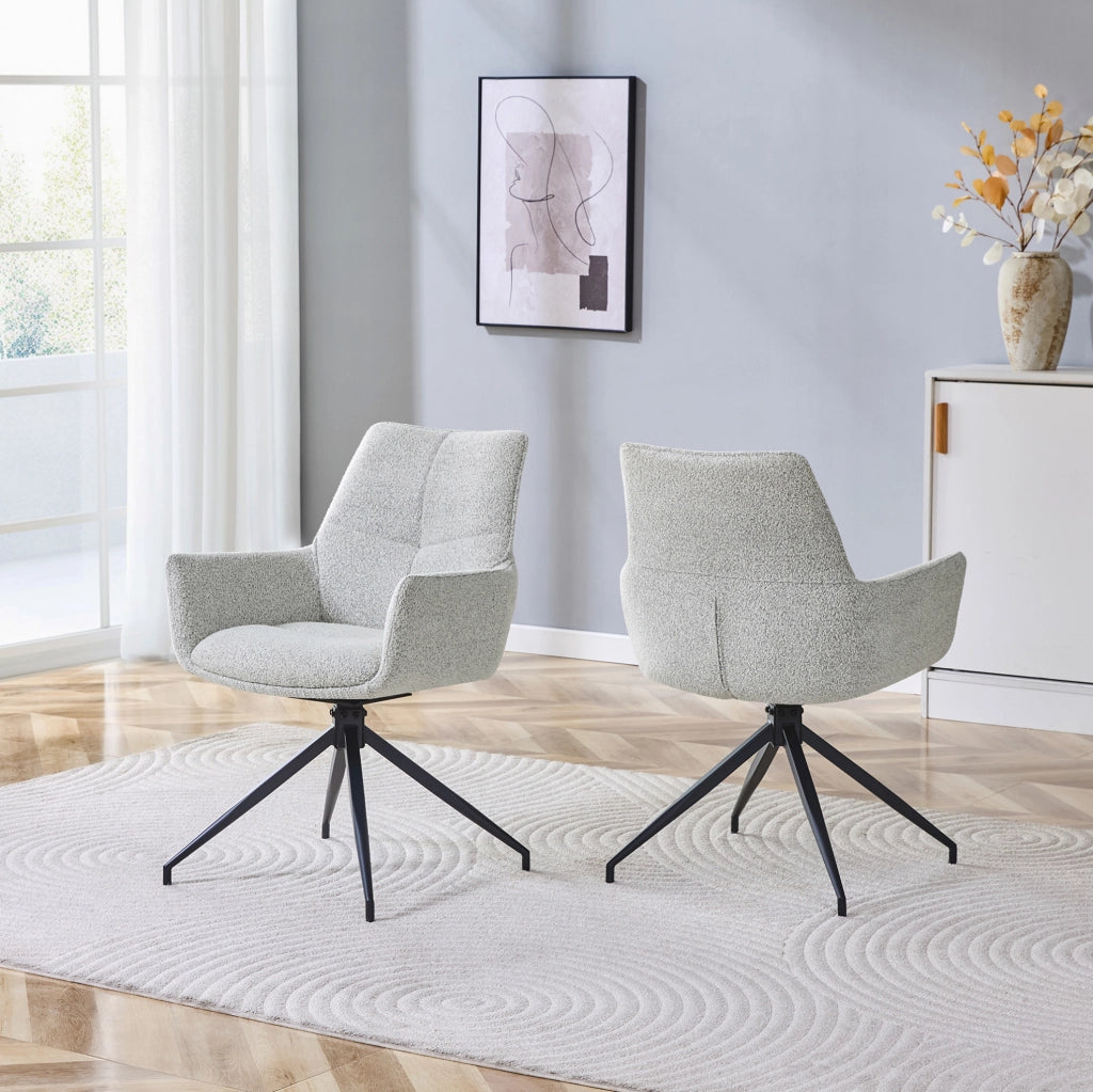 Sedia imbottita girevole 360° in tessuto grigio chiaro
