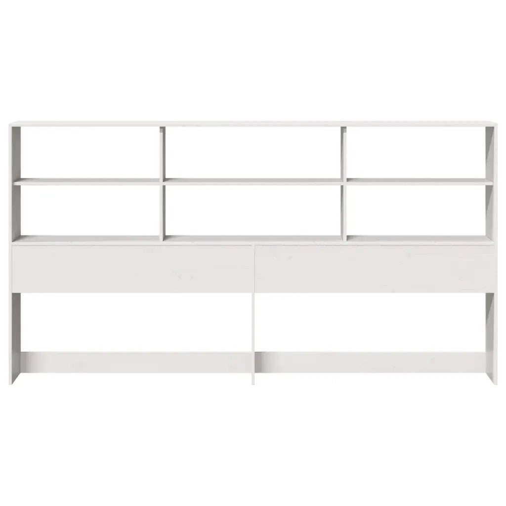 Testiera con Ripiani Bianca 180 cm in Legno Massello di Pino 855652