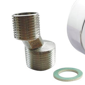 Eccentrico per gruppi 1/2 x 3/4, con rosone minimale in ottone cromato