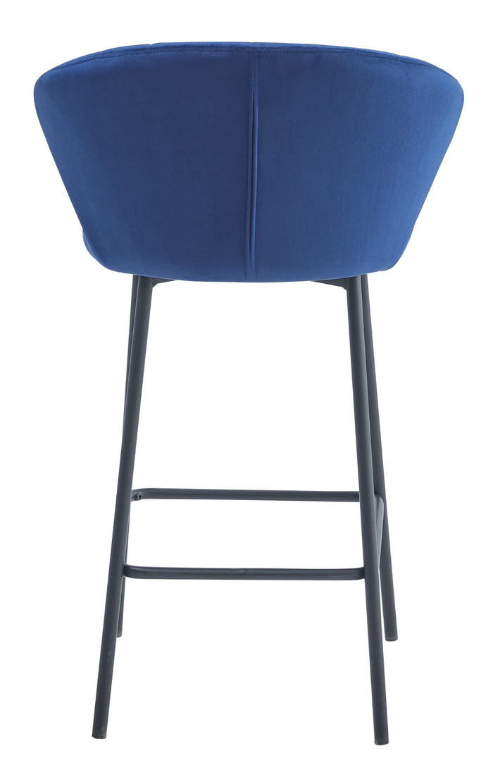 Sgabello Valora GATTA in velluto blu navy con gambe nere per cucina