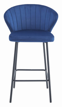 Sgabello Valora GATTA in velluto blu navy con gambe nere per cucina