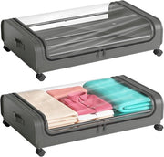 Cassa di Stoccaggio Sotto Letto con Ruote e Finestra Transparente per Accesso Facile