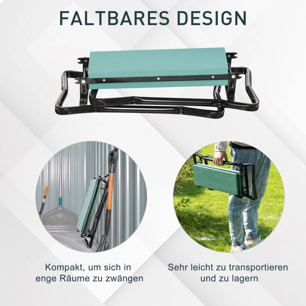 Carrello pieghevole con seduta e supporto per ginocchia, struttura in acciaio ed EVA nero 58 × 28 × 49 cm