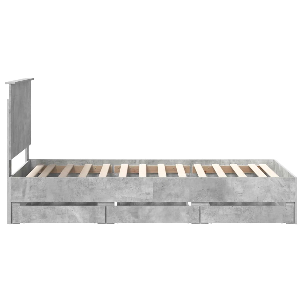 Struttura del letto con cassetto Grigio cemento 90 x 190 cm