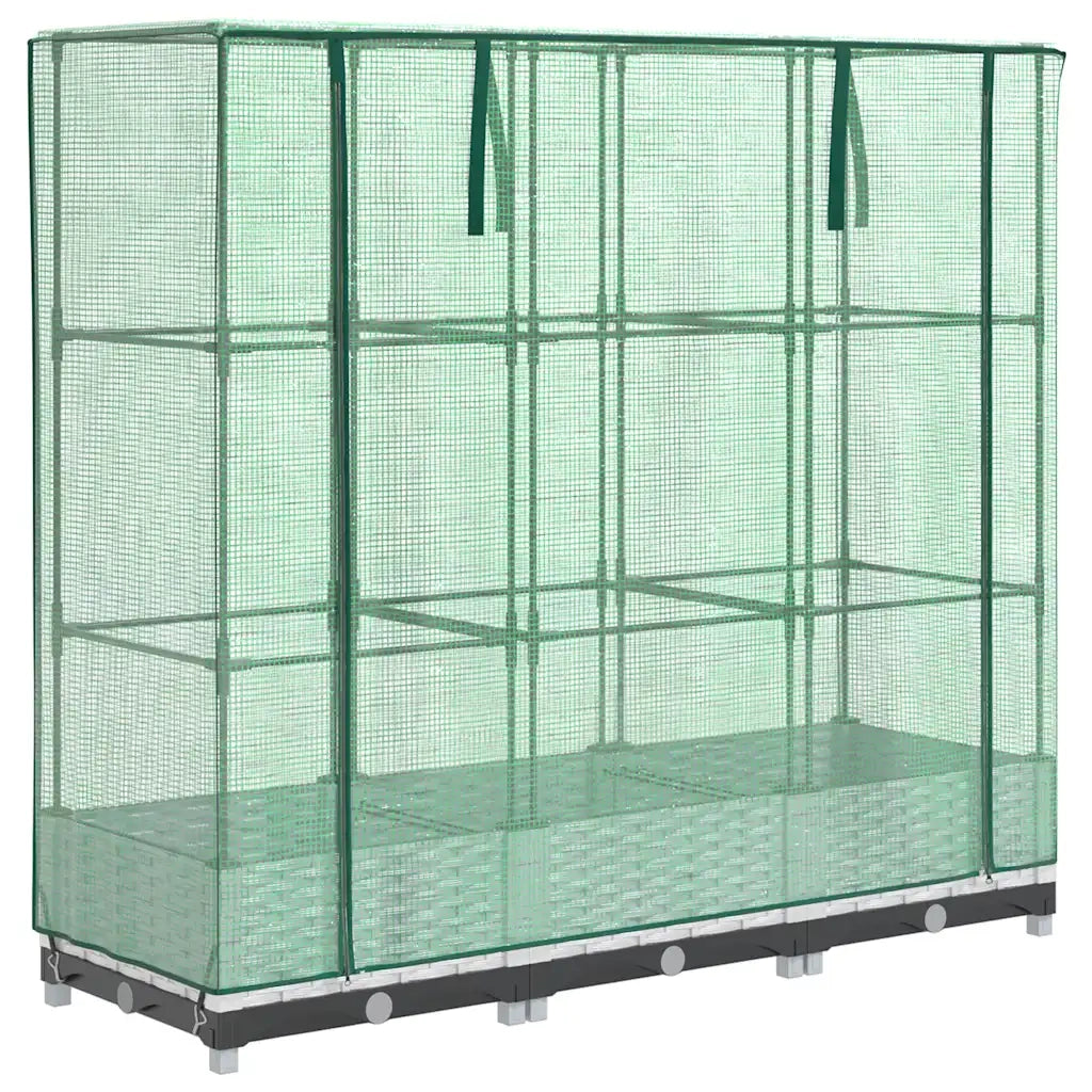 Fioriere | Cassetta per fiori | Letto Rialzato con Copertura Serra Effetto Rattan 120x40x123 cm