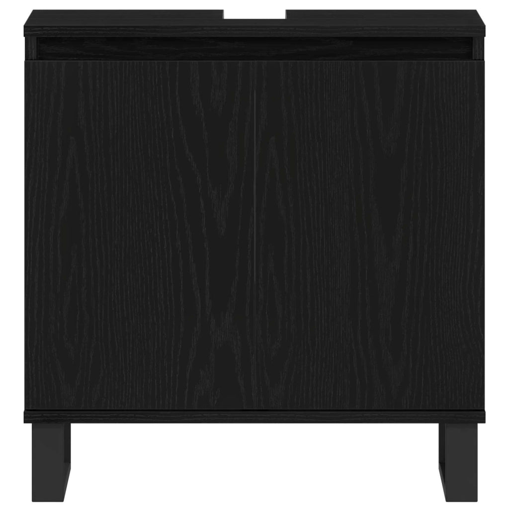 Set di mobili per il Bagno | Armadio da bagno Montaggio a parete 3 pz Rovere Nero