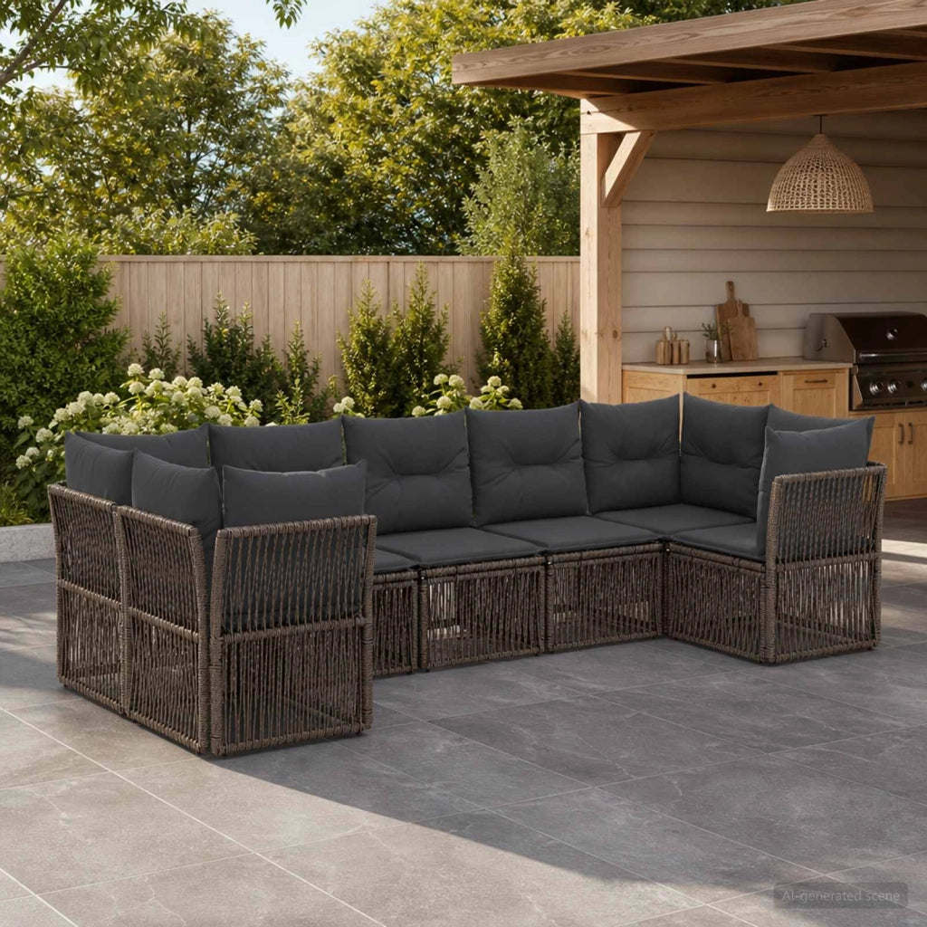 Set Divano da Giardino 7 pz 7-Numero di posti Grigio polyrattan 3434336
