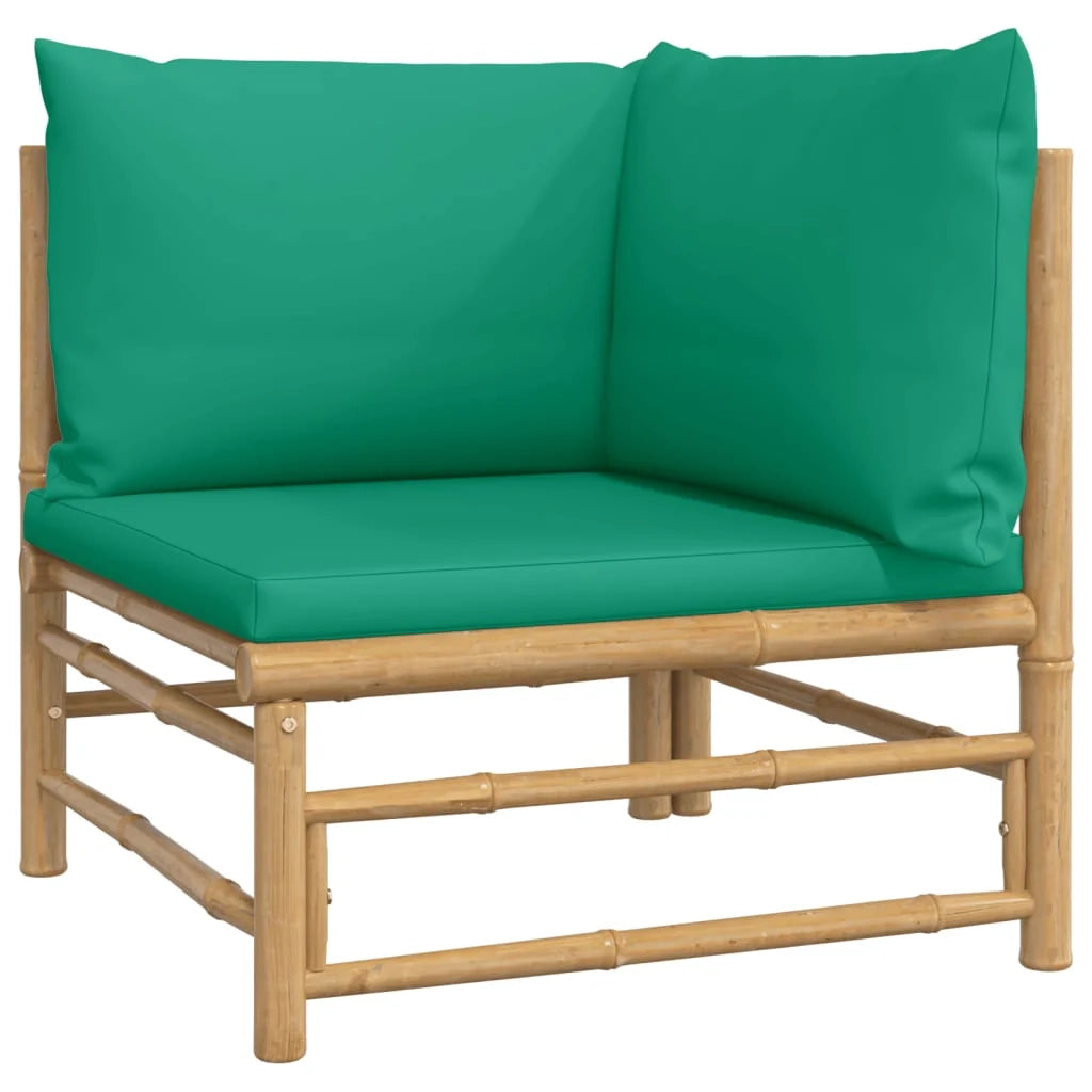 Set di mobili da giardino per esterni 9 pezzi con cuscini bambù verde 02_0018169