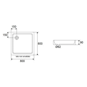 PIATTO DOCCIA ERA 80X80XH11CM IN CERAMICA
