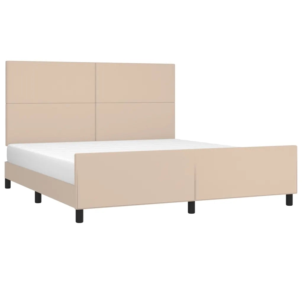 Giroletto con Testiera-Letto con Testiera Cappuccino 180x200 cm in Similpelle 556876