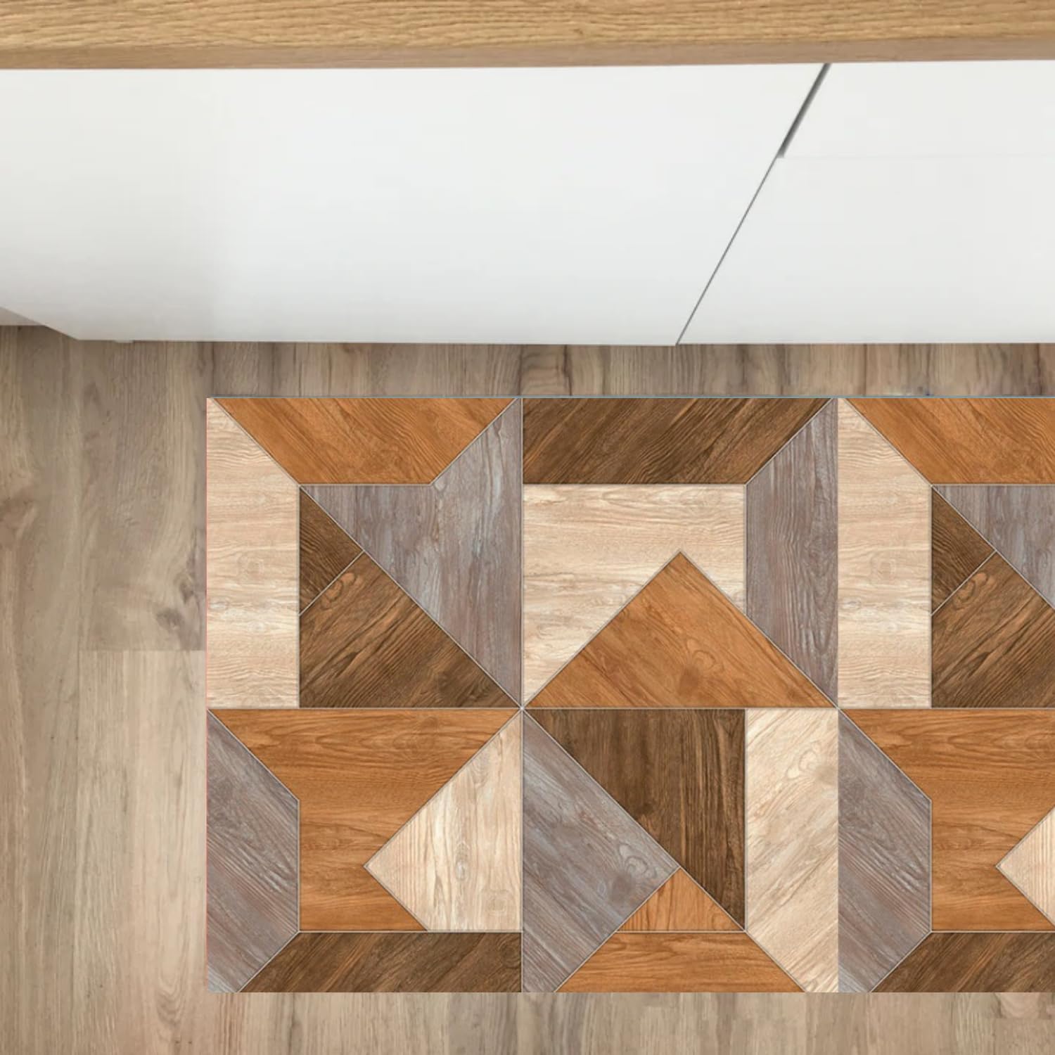 MOHOME Tappeto Passatoia Cucina Antiscivolo Lavabile PVC Geometria Naturale 50 x 200 cm Runner Multiuso Morbido Impermeabile Antimacchia Sala Pranzo Bagno Lavanderia Corridoio