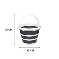 MOHOME Secchio Lavapavimenti Pieghevole 10 Litri Set da 2 Plastica Maniglia Portatile Grigio Bianco Richiudibile Salvaspazio Interno Esterno Lavaggio Auto Campeggio