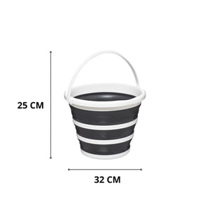 MOHOME Secchio Lavapavimenti Pieghevole 10 Litri Set da 2 Plastica Maniglia Portatile Grigio Bianco Richiudibile Salvaspazio Interno Esterno Lavaggio Auto Campeggio