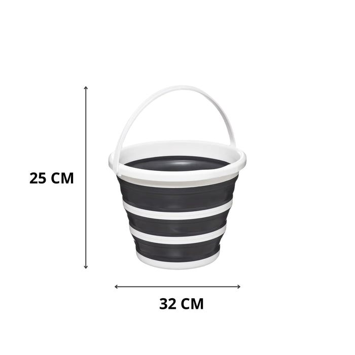 MOHOME Secchio Lavapavimenti Pieghevole 10 Litri Set da 2 Plastica Maniglia Portatile Grigio Bianco Richiudibile Salvaspazio Interno Esterno Lavaggio Auto Campeggio