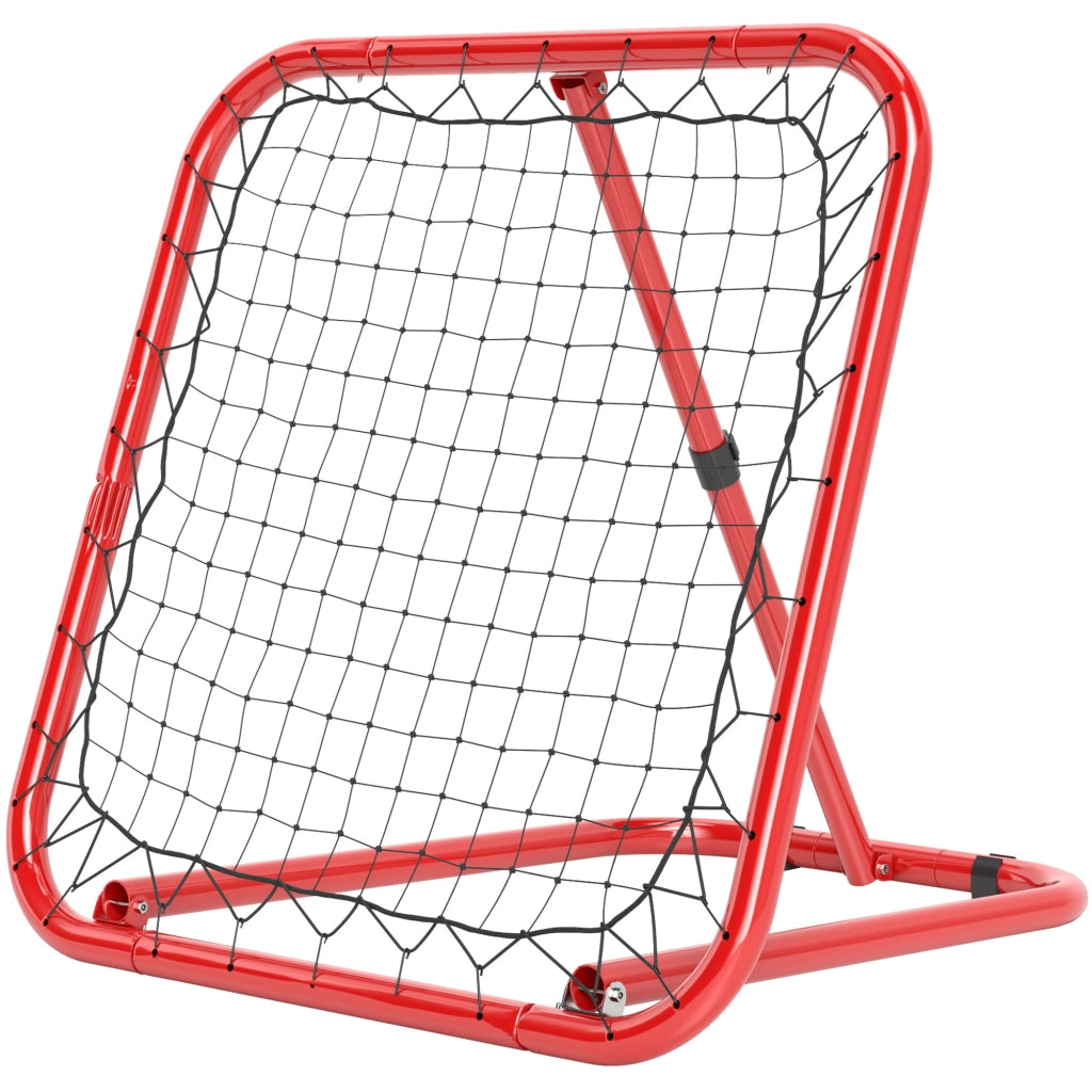Parete di Rimbalzo Calcio Pieghevole ¨C Minimal ¨C Rosso, Metallico, 78x84x65-78 cm