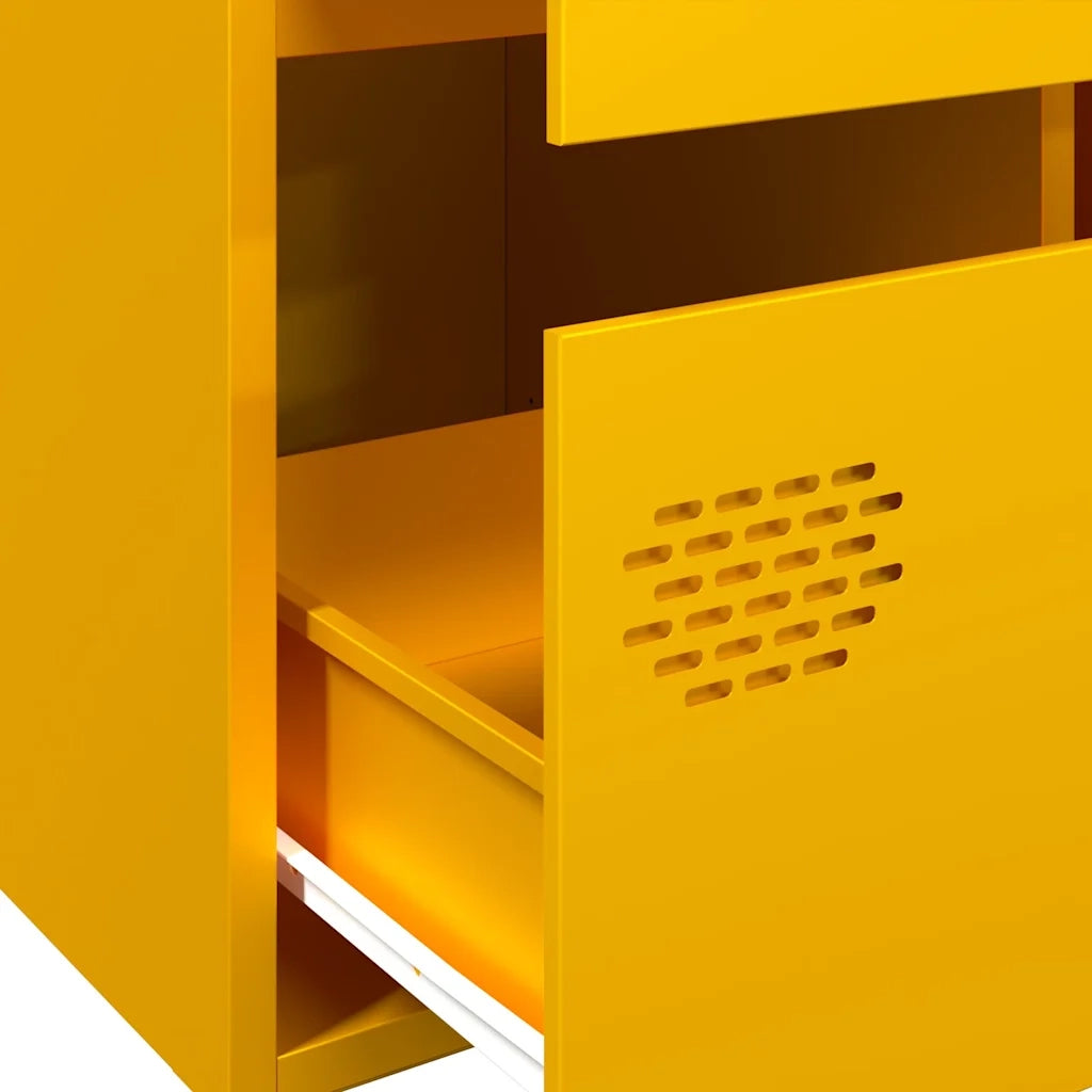 Credenza-Buffet-Armadio da cucina Giallo Senape 68x39x101,5 cm in Acciaio 307924